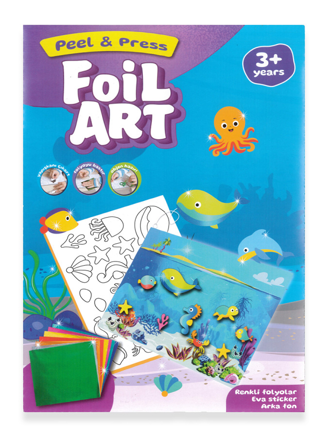 Foil Art Peel & Press Deniz Altı Temalı Folyo Çocuklar İçin Renkli Oyun Seti - 1