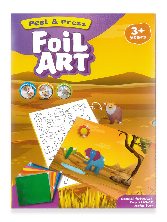 Foil Art Peel & Press Safari Temalı Folyo Çocuklar İçin Renkli Oyun Seti - 1