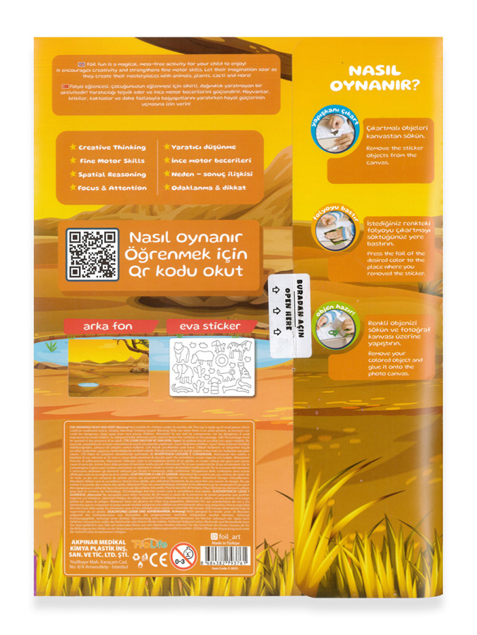 Foil Art Peel & Press Safari Temalı Folyo Çocuklar İçin Renkli Oyun Seti - 2