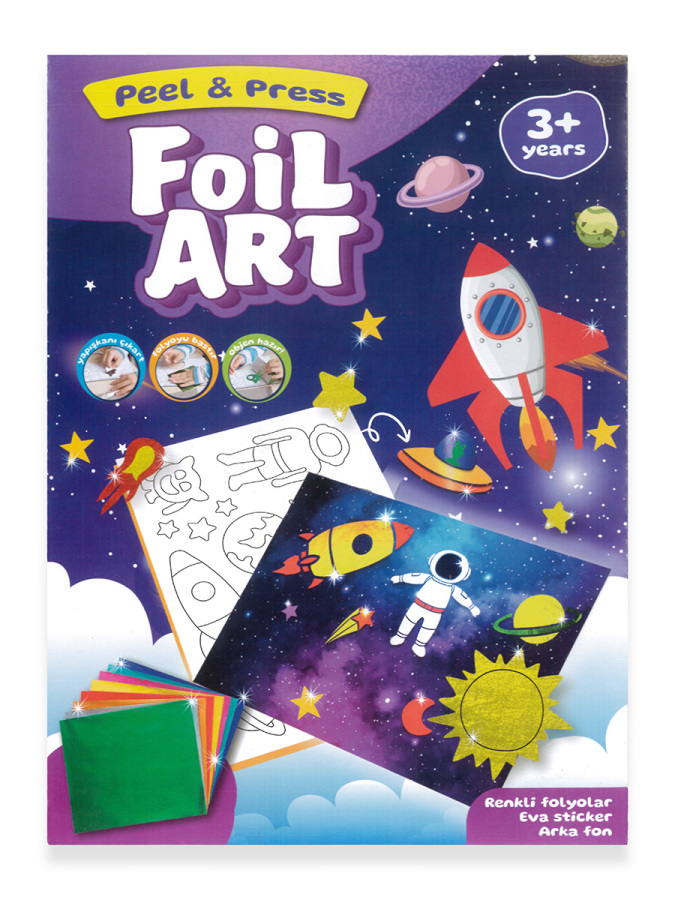 Foil Art Peel & Press Uzay Temalı Folyo Çocuklar İçin Renkli Oyun Seti - 1