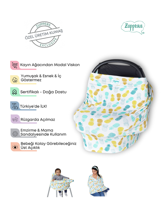 Fonksiyonel Puset - Emzirme Örtüsü Ananas Set - 2