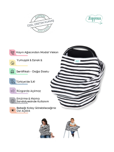 Fonksiyonel Puset - Emzirme Örtüsü Siyah-Beyaz Set - 2