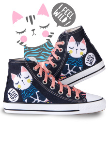 Forest Cat High Top Girl Black Sneakers - MSHB&G