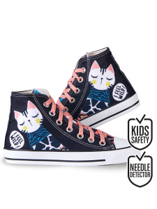 Forest Cat High Top Girl Black Sneakers - MSHB&G