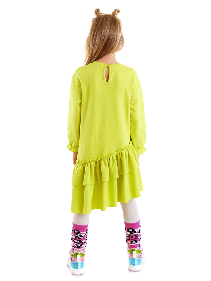 Forrest Cat Girl Cotton Lime Dress - 2