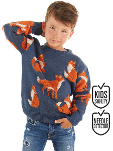 Fox Boy Navy Blue Knit Pullover Sweater - MSHB&G