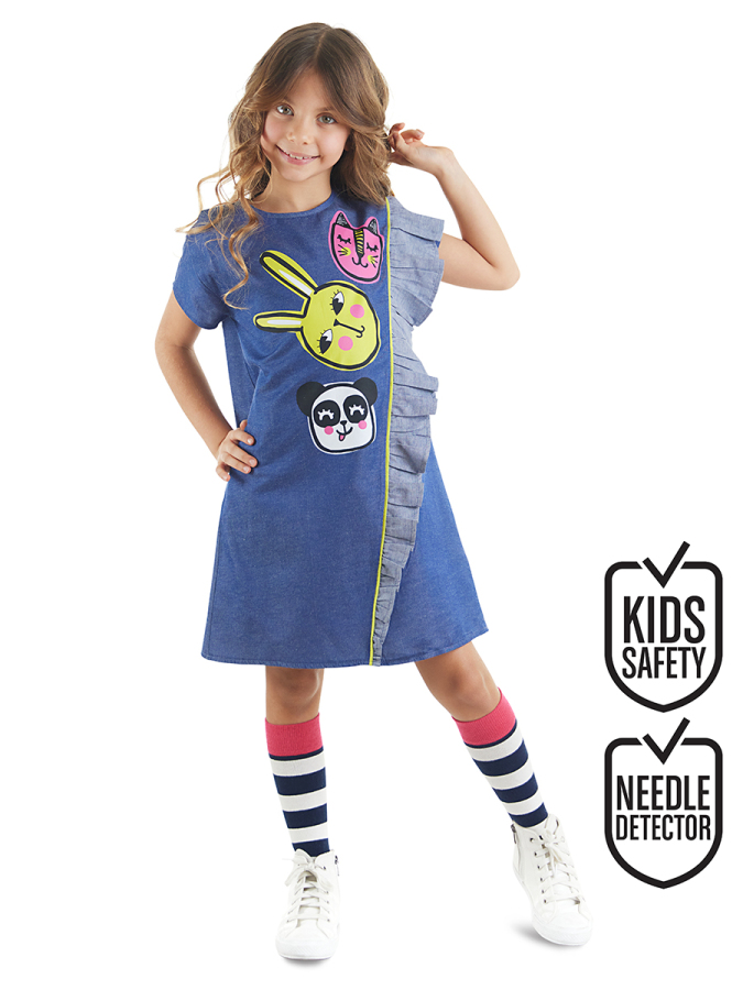 Friends Denim Look Girl Dress - 1