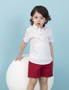 Front-Pocket White Boy Shirt - Ollie&Olla