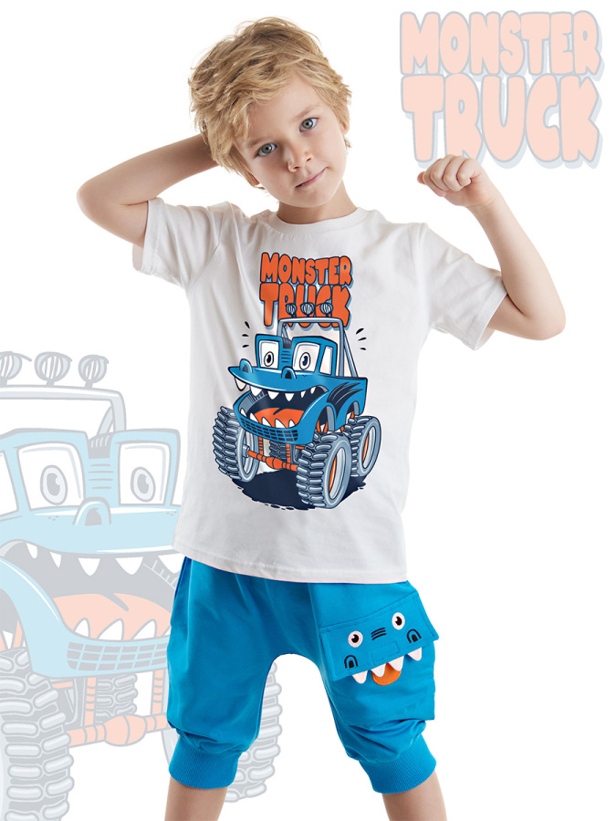 Funny Truck Boy T-shirt&Capri Pants Set - 1