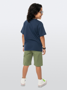 Erkek Çocuk Takım Bilim Baskılı Pamuk T-Shirt Gabardin Dokuma Şort Yazlık Takım - 2