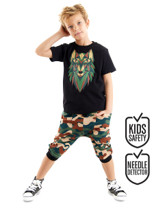Geometrik Erkek Çocuk T-shirt Kapri Şort Takım - MSHB&G