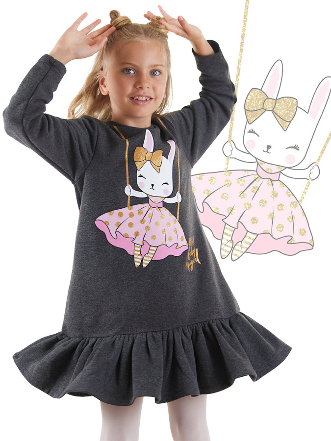 Giitter Rabbit Girl Anthracite Dress - 1