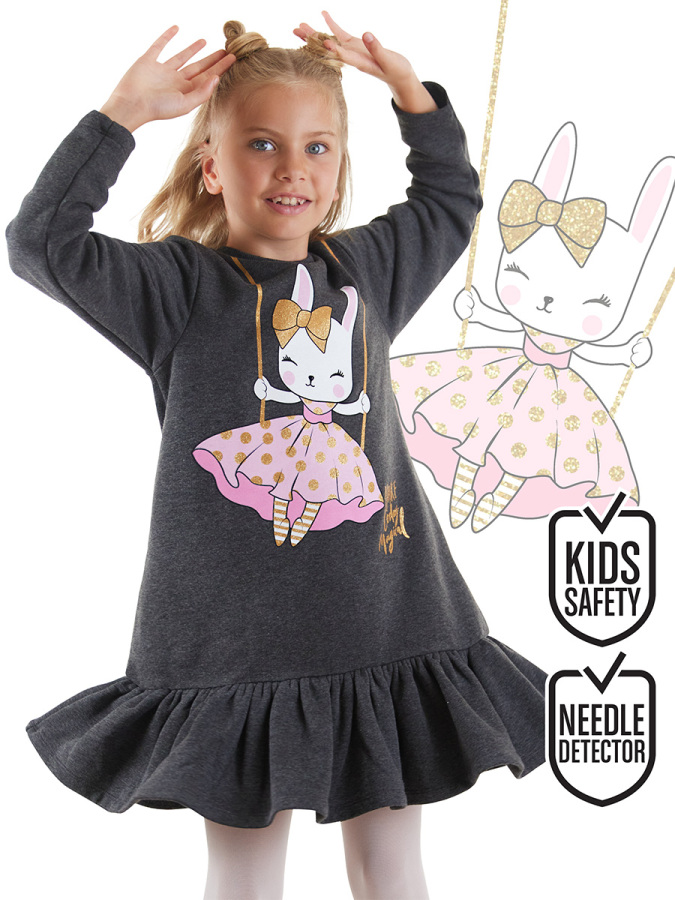 Giitter Rabbit Girl Anthracite Dress - 1