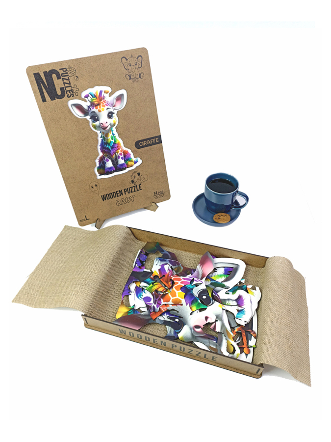 Giraffe , 14 Parça Ahşap Yapboz, Bul Tak Puzzle - 3
