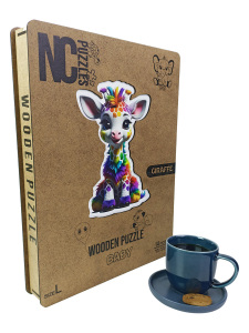 Giraffe , 14 Parça Ahşap Yapboz, Bul Tak Puzzle - 5
