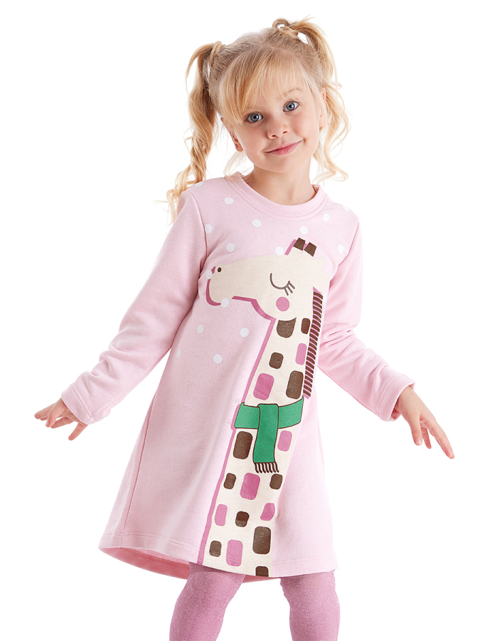 Giraffe Pink Girl Dress - 1
