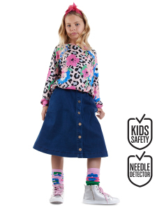 Girl Below-Knee Length Denim Skirt - Denokids