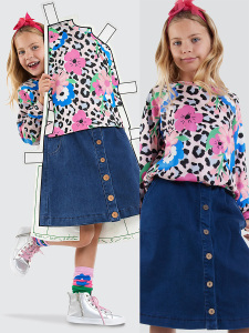 Girl Below-Knee Length Denim Skirt - Denokids