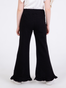 Girl Black Ruffled Sweat-Pants - 3