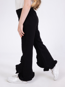 Girl Black Ruffled Sweat-Pants - 2