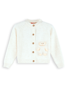 Girl Button Up Cardigan with Toy - 3