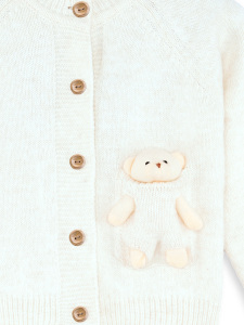 Girl Button Up Cardigan with Toy - 5