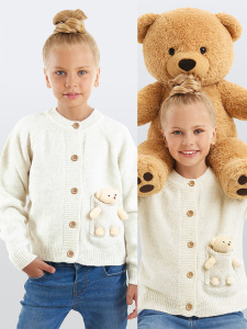 Girl Button Up Cardigan with Toy - Denokids