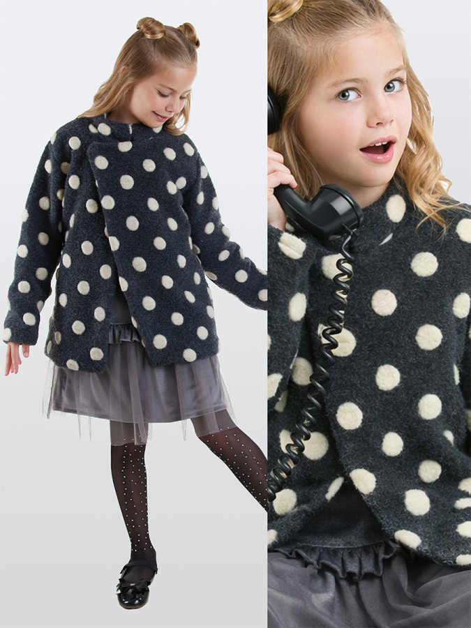 Girl Dotted Cachet Coat - 1