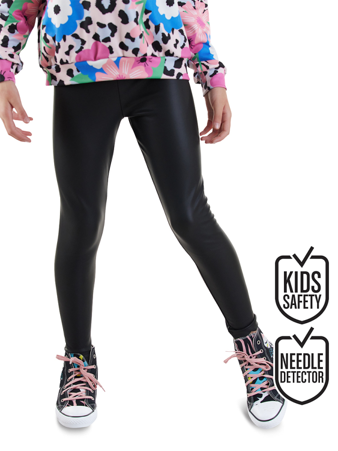 Girl Faux Leather Black Leggings - 1