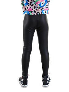 Girl Faux Leather Black Leggings - 2