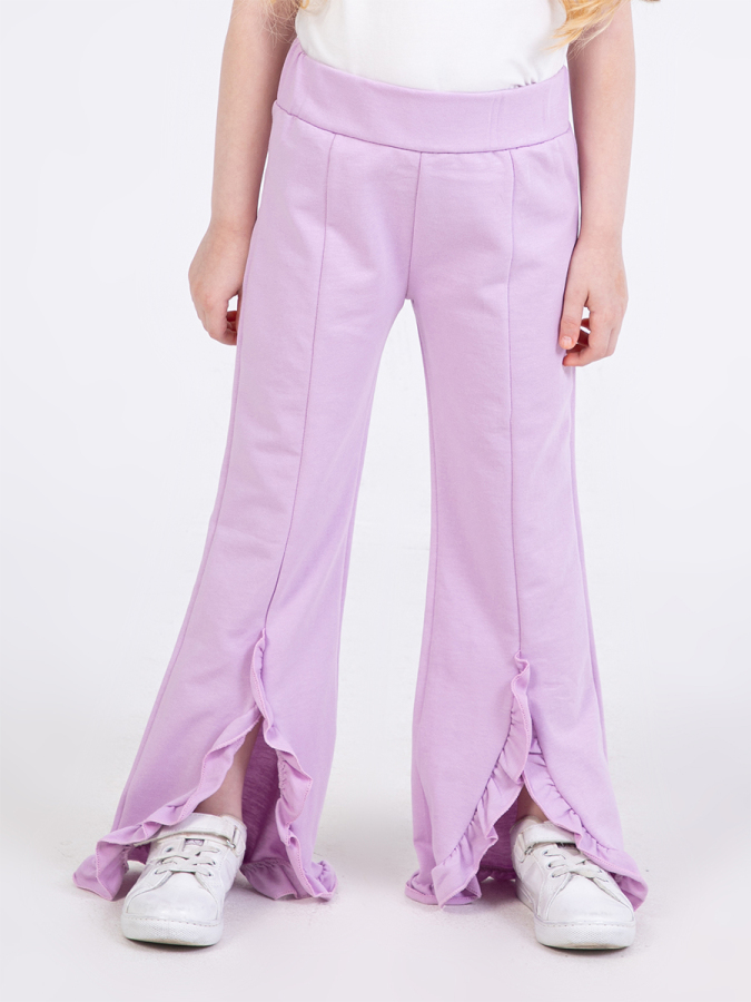 Girl Lilac Ruffled Sweat-Pants - 1
