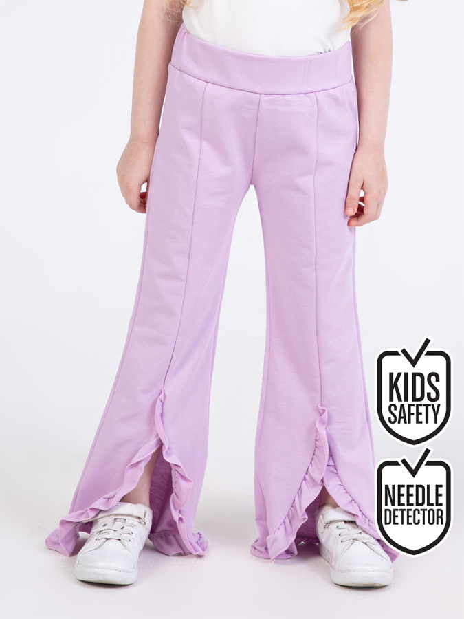 Girl Lilac Ruffled Sweat-Pants - 1