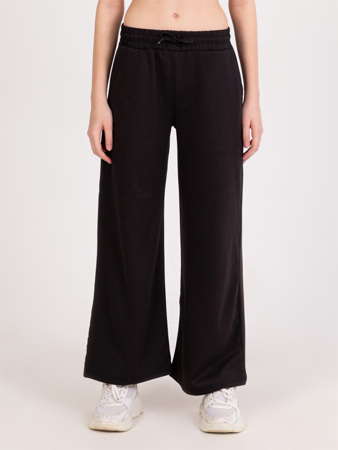 Girl Wide Leg Black Sweat-Pants - 1