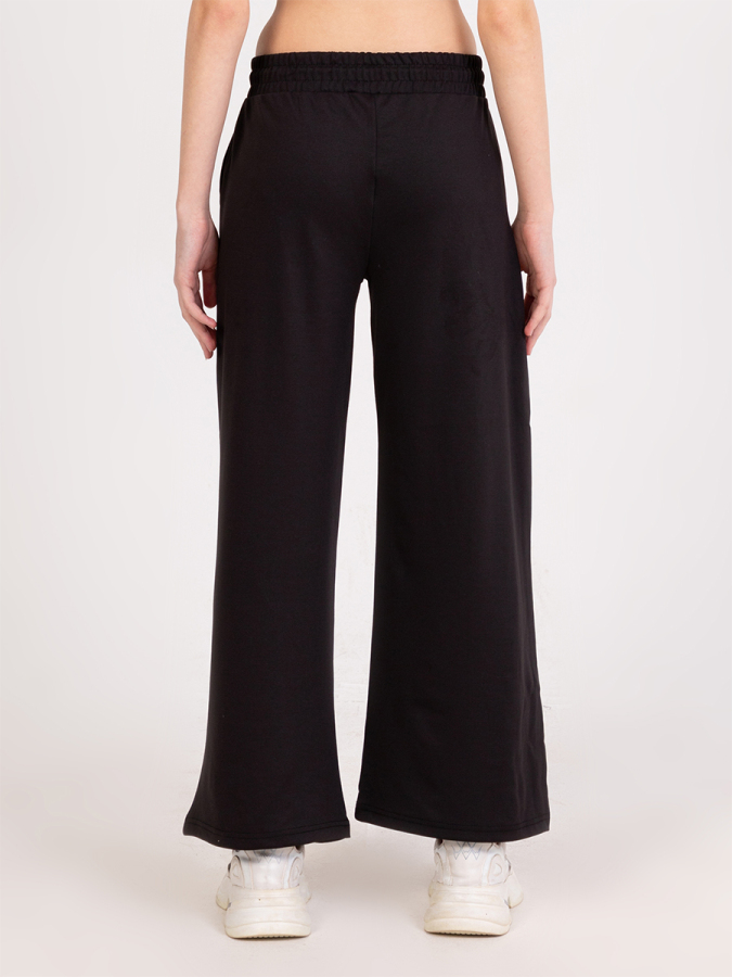 Girl Wide Leg Black Sweat-Pants - 3