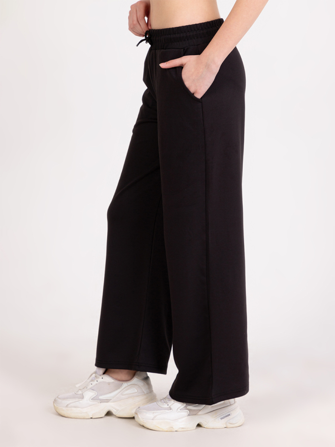 Girl Wide Leg Black Sweat-Pants - 2