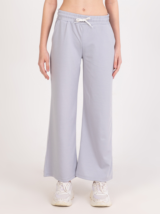 Girl Wide Leg Grey Sweat-Pants - 1