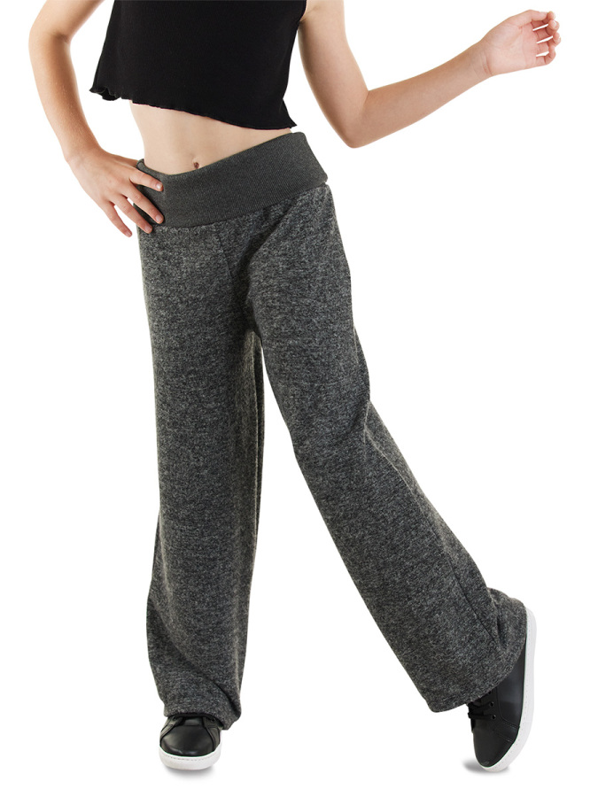 Girl Wide Legs Black Soft Pants - 1