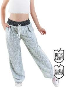 Girl Wide Legs Grey Soft Pants - 1