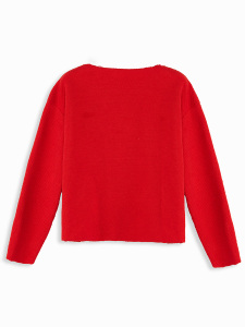 Girl Wide Neck Red Sweatshirt - 3