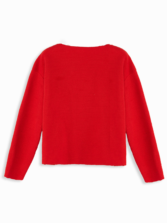 Girl Wide Neck Red Sweatshirt - 4