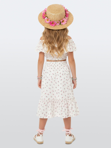 Girls 2-Piece Set Crop Top&Skirt Floral - 2