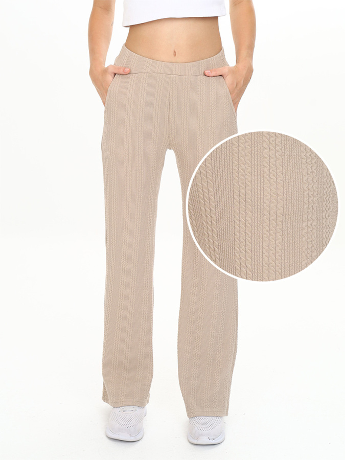 Girl's Beige Basic Flare Leg Sweatpants - 1
