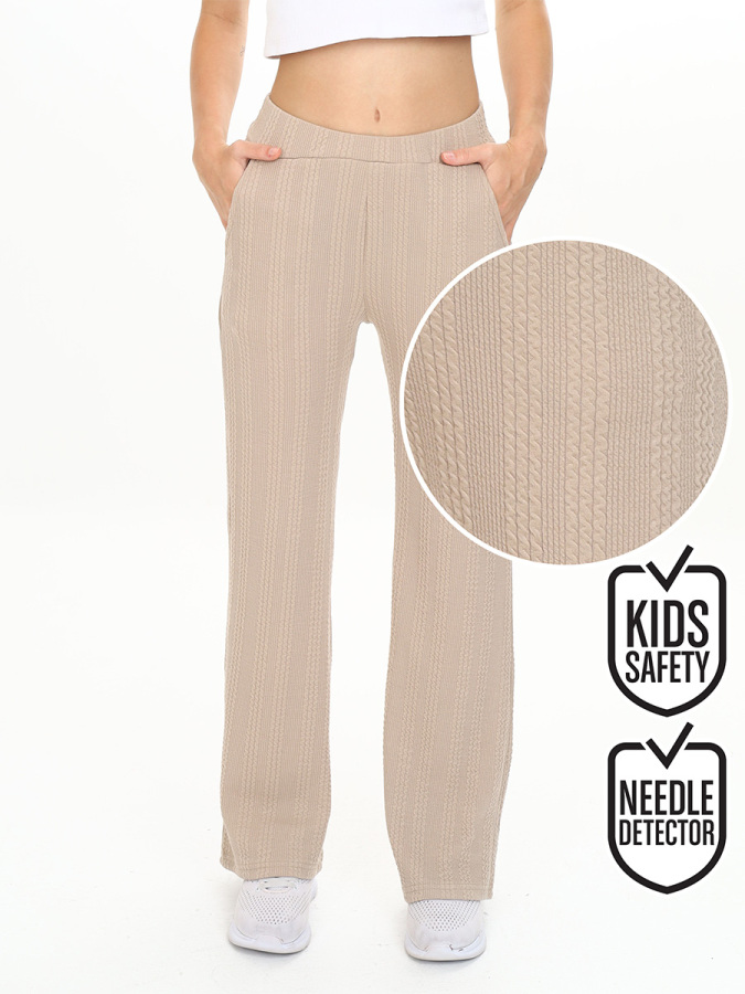 Girl's Beige Basic Flare Leg Sweatpants - 1