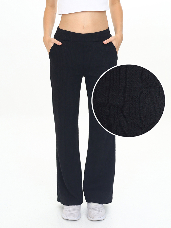Girl's Black Basic Flare Leg Sweatpants - 1