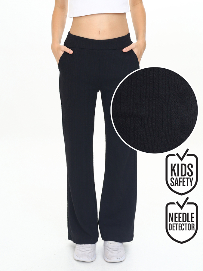 Girl's Black Basic Flare Leg Sweatpants - 1