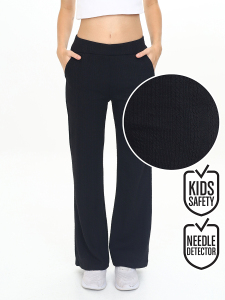 Girl's Black Basic Flare Leg Sweatpants - Denokids
