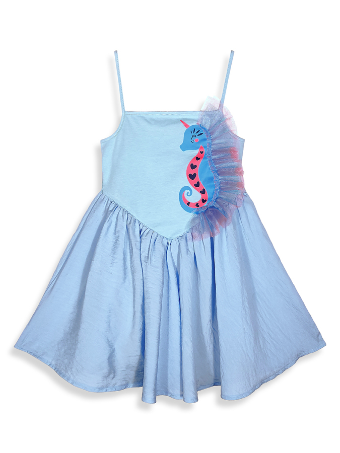 Girls Dress Blue Seahorse - 4