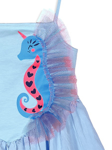 Girls Dress Blue Seahorse - 6