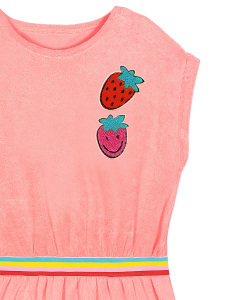 Girls Dress Terry Cloth Pink Strawberries - 6