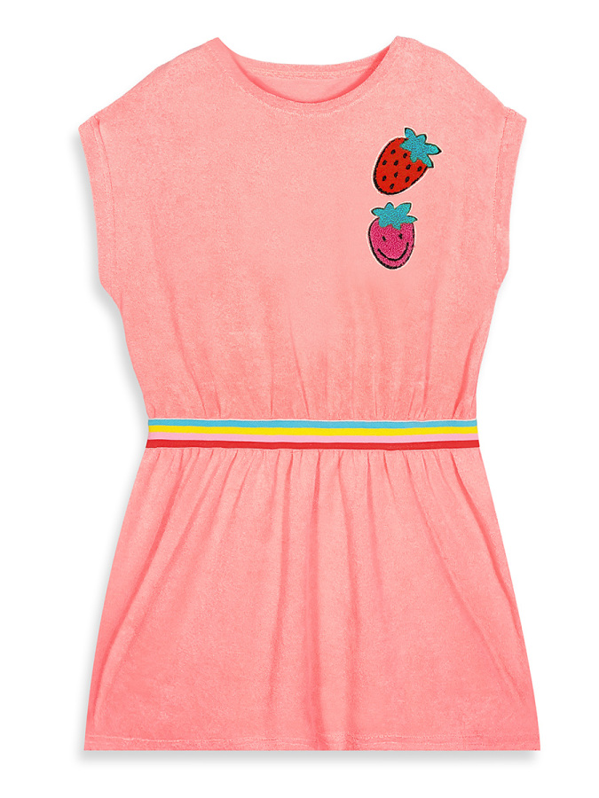 Girls Dress Terry Cloth Pink Strawberries - 4